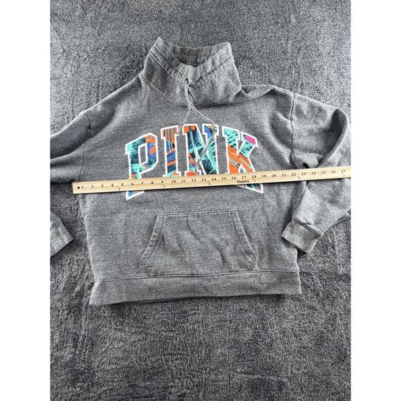 Victoria’s Secret PINK Hoodie Womens Large Gray Pullover Graphic Sweatshirt - Picture 5 of 5